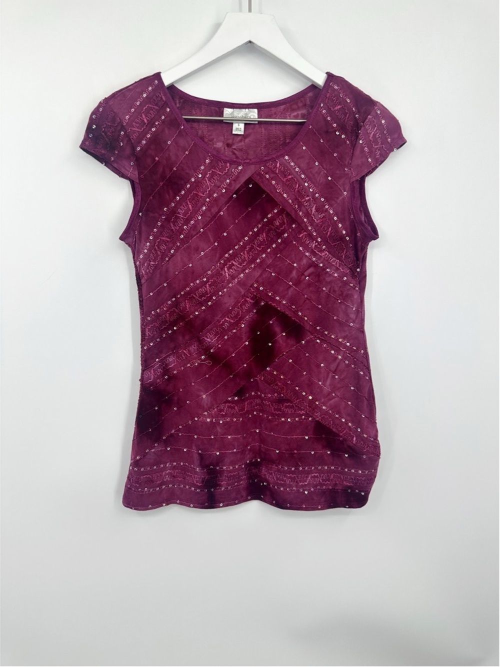 Vintage Y2K Purple Sequin Fairycore Shirt Size Small Boho Whimsical Fairy